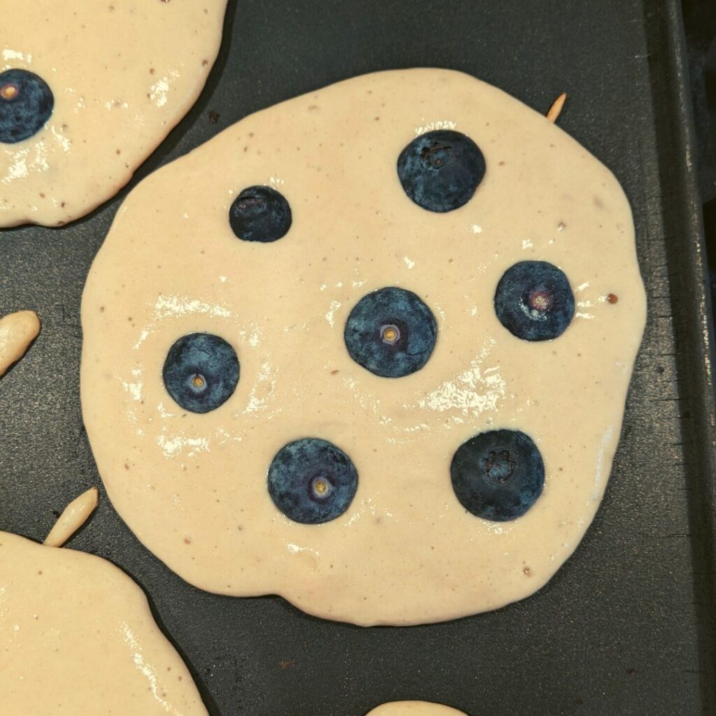 Whole Wheat pancakes with blueberries in it. 