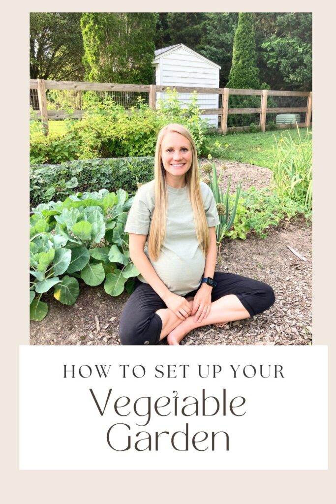 woman sitting in her garden with words how to set up your garden on the page